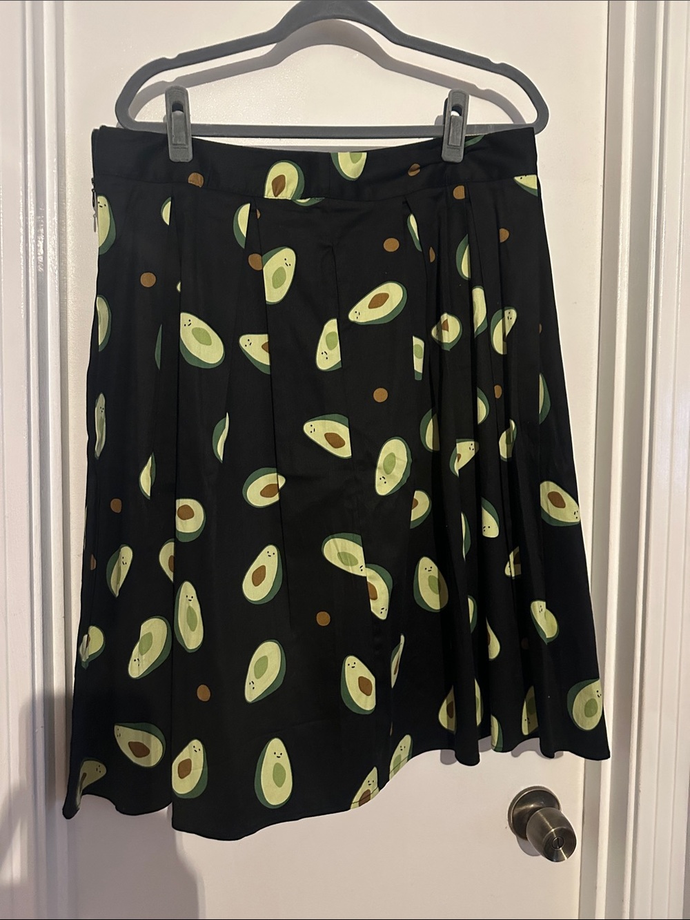 Amazon Black Skater Skirt with Avocado Print
